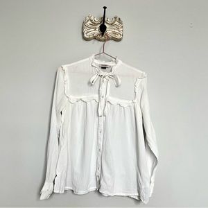 Soaked in luxury bow button up shirt